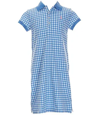 Polo Ralph Lauren Big Girls 7-16 Short Sleeve Gingham Stretch Mesh Dress