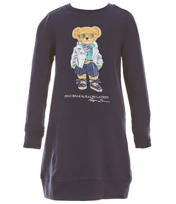 Polo Ralph Lauren Big Girls 7-16 Straight Fit Long Sleeve Bear Fleece Dress