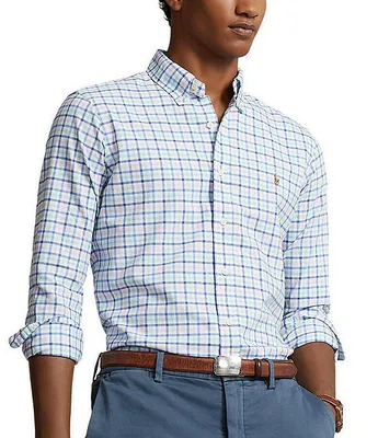 Polo Ralph Lauren Classic-Fit Multi-Color Plaid Oxford Long-Sleeve Woven Shirt