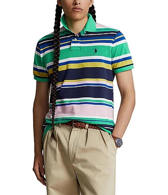Polo Ralph Lauren Classic Fit Multi-Color Stripe Mesh Short Sleeve Shirt