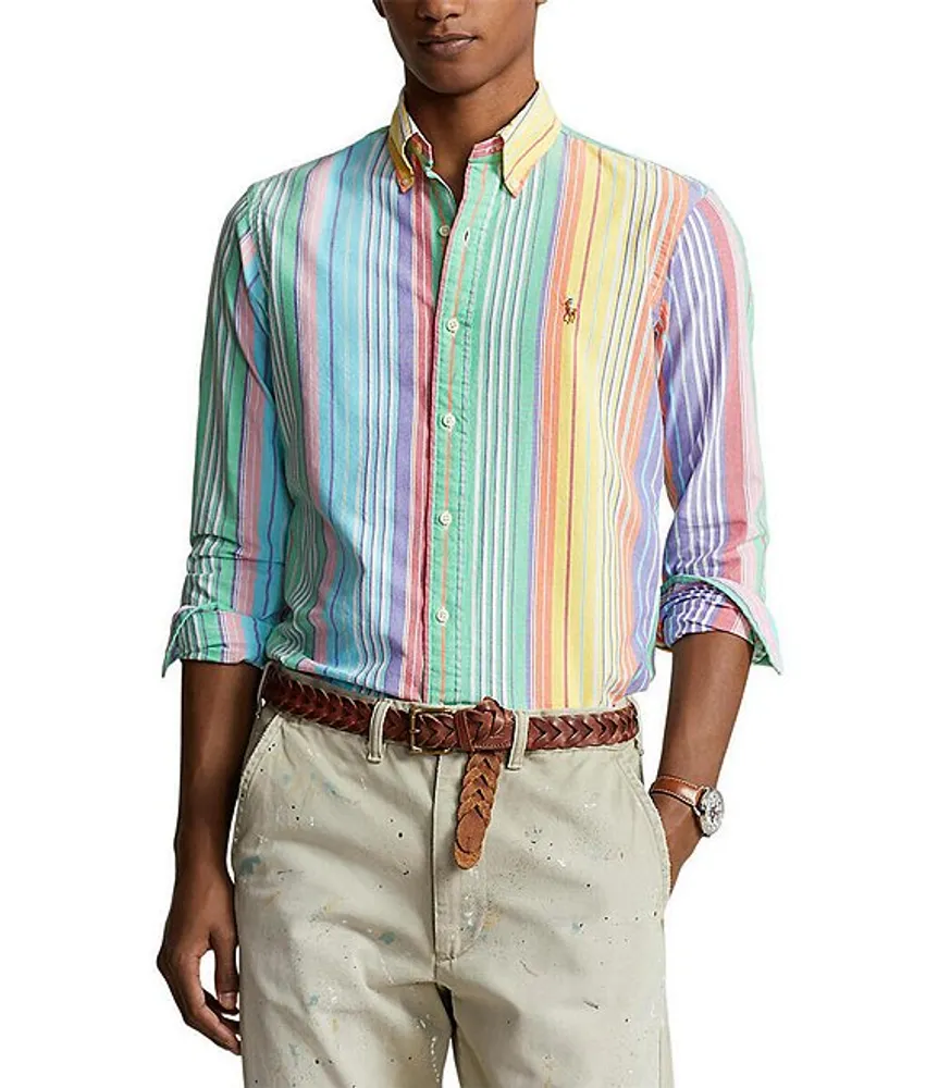 Multicoloured Jacquard-knit striped-cotton long sleeve T-shirt, Polo Ralph  Lauren