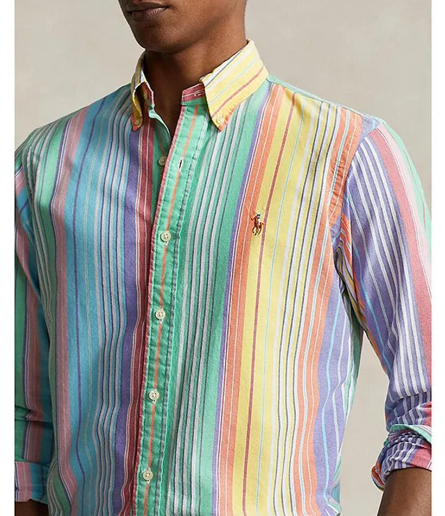 Multicoloured Jacquard-knit striped-cotton long sleeve T-shirt, Polo Ralph  Lauren