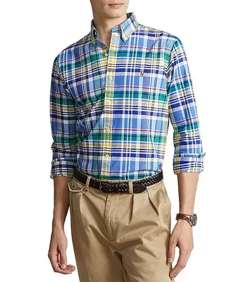 Polo Ralph Lauren Classic-Fit Plaid Oxford Long-Sleeve Woven Shirt