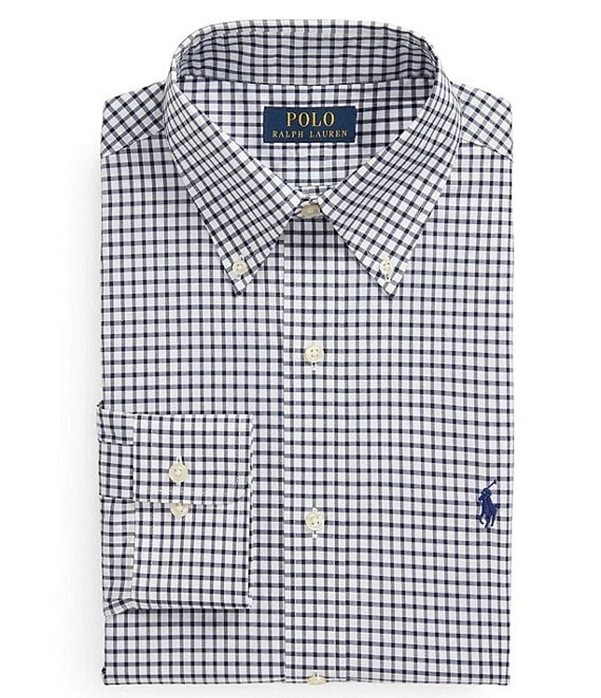 Polo Ralph Lauren Classic Fit Stretch Button-Down Collar Checked Poplin Dress Shirt