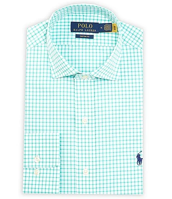 Polo Ralph Lauren Custom Fit Stretch Spread Collar Gingham Poplin Dress Shirt