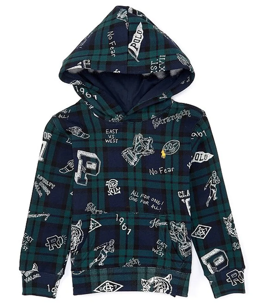 Ralph Lauren Boys' Plaid Big Pony Appliqué Fleece Hoodie & Big