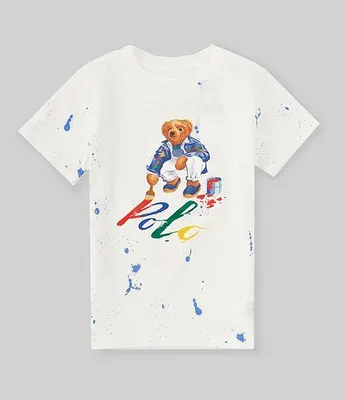 Polo Ralph Lauren Little Boys 2T-7 Short Sleeve Paint Splatter Printed/Polo Bear Jersey Graphic T-Shirt