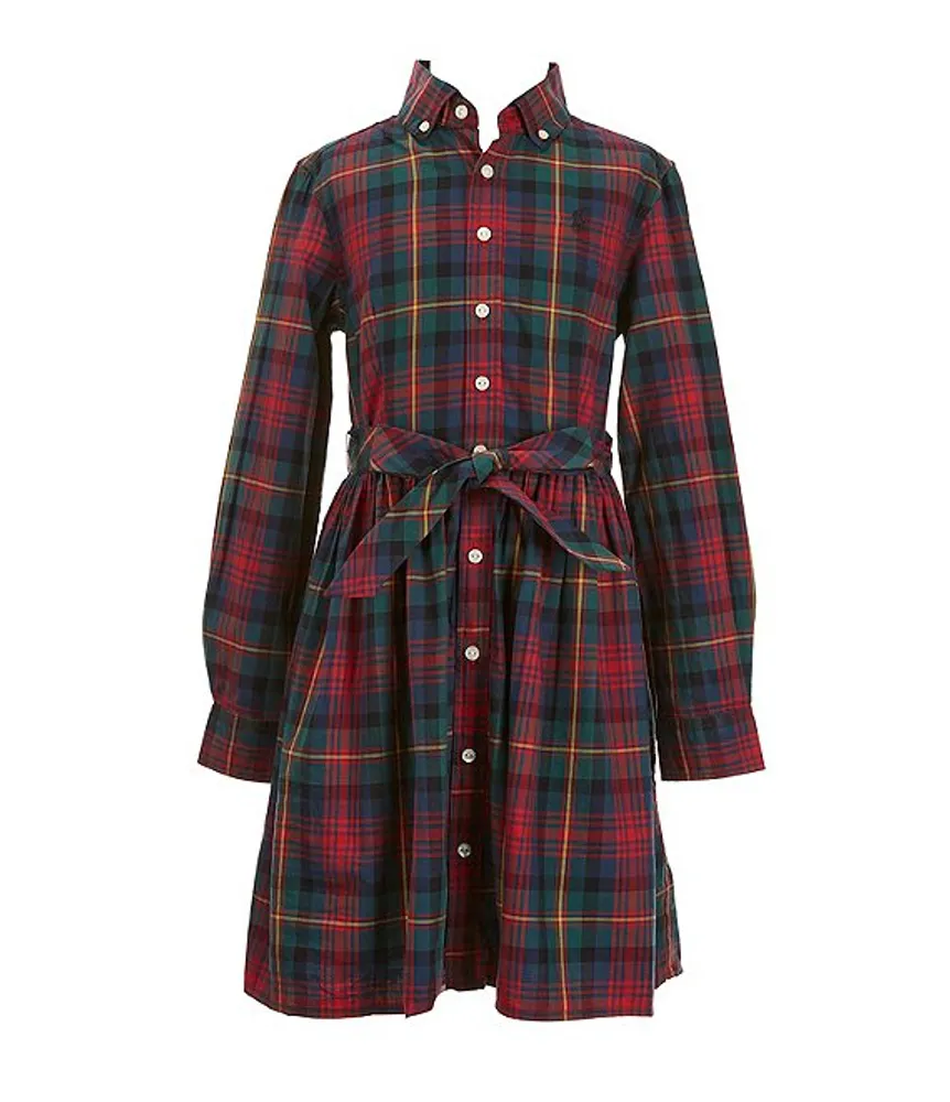 Polo Ralph Lauren Little Girls 2T-6X Long Sleeve Plaid Twill Shirtdress