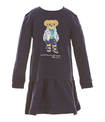 Polo Ralph Lauren Little Girls 2T-6X Long Sleeve Bear Fleece Dress