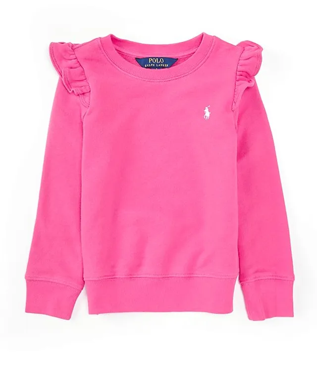 Polo Ralph Lauren Big Girls 7-16 Long Sleeve Floral Ruffled Fleece  Sweatshirt