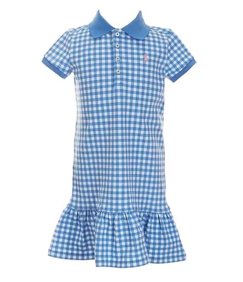 Polo Ralph Lauren Little Girls 2T-6X Short Sleeve Gingham Stretch Mesh Dress