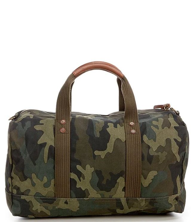 patchwork camo canvas duffel