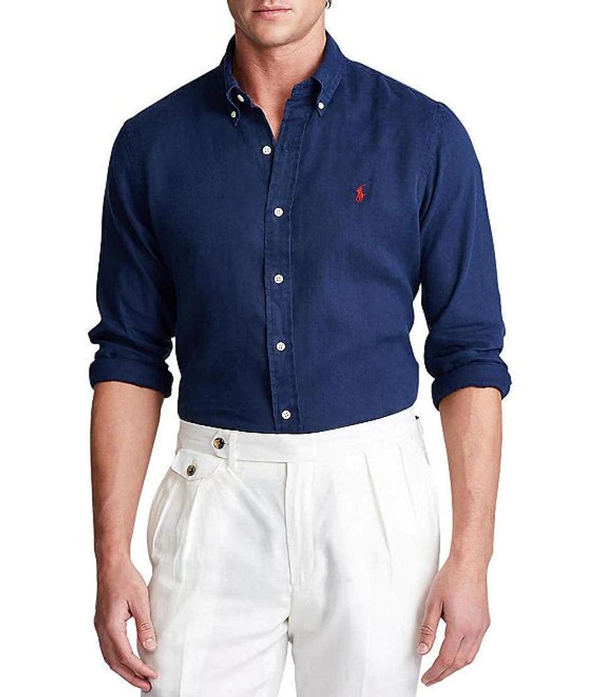 gemakkelijk scherm musicus Polo Ralph Lauren Piece Dye Linen Long-Sleeve Woven Shirt | Brazos Mall