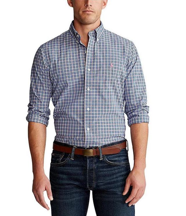 Ralph Lauren Slim-Fit Natural Stretch Plaid Poplin Long-Sleeve Woven Shirt | Shops at Willow Bend