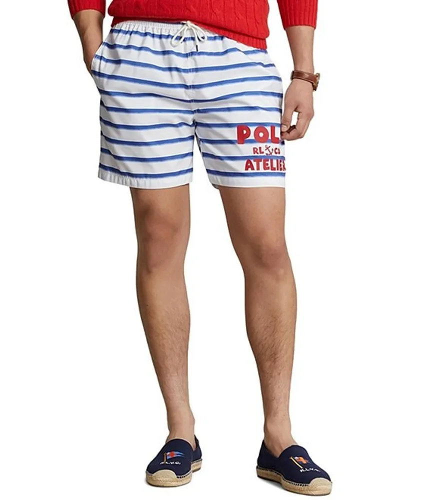 POLO RALPH LAUREN 5.75-INCH TRAVELER CLASSIC SWIM TRUNK, Blue Men's Swim  Shorts