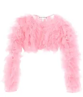 Poppies and Roses Big Girls 7-16 Long-Sleeve Ruffled Mesh Bolero