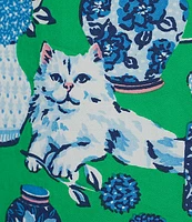 Printfresh Fancy Cats Short Sleeve Notch Collar Woven Shorty Pajama Set