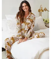Printfresh Woven Bagheera Leopard Print Long Sleeve Notch Collar Pajama Set