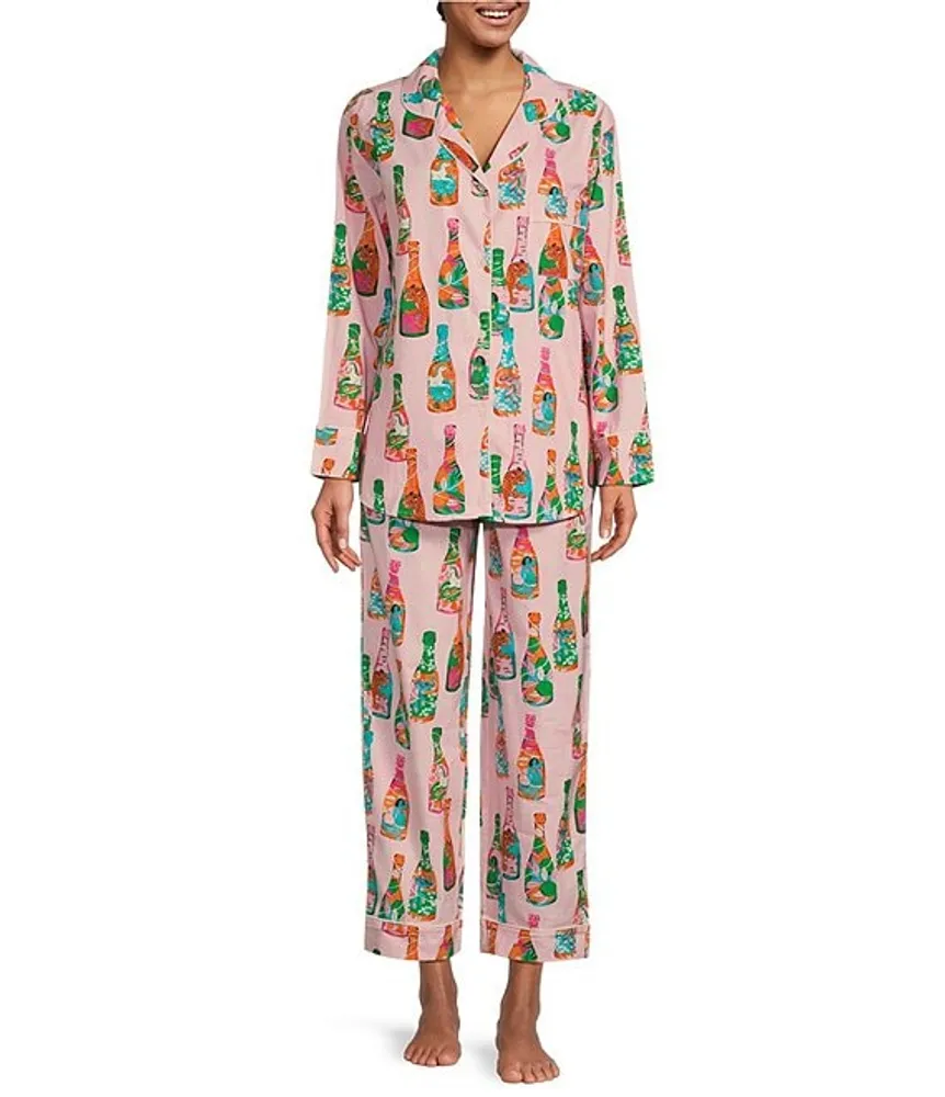 Lauren Ralph Lauren Paisley Print Long Sleeve Notch Collar Woven Pajama Set