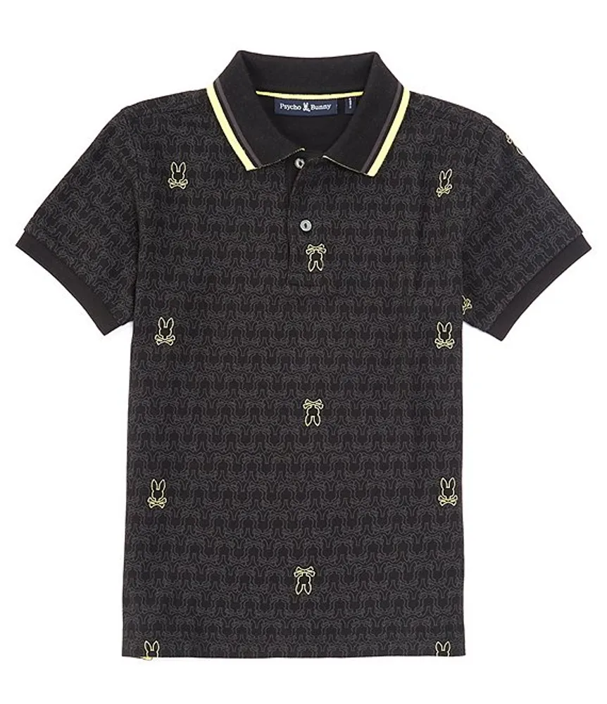 Psycho Bunny Little/Big Boys 5-20 Short Sleeve Belmont Tonal-Striped/Patterned Pique Polo Shirt