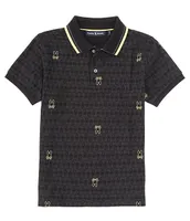 Psycho Bunny Little/Big Boys 5-20 Short Sleeve Belmont Tonal-Striped/Patterned Pique Polo Shirt