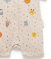 PureBaby® Baby Boys Newborn-24 Months Short-Sleeve Safari-Animal Shortall