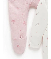 Purebaby® Baby Girls Newborn-12 Months Zip Printed Coverall 2-Pack