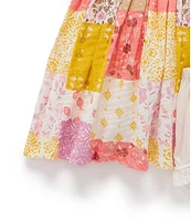 Purebaby Baby Girls Newborn-24 Months Puffed-Sleeve Patchwork Fit-And-Flare Dress