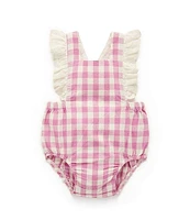 PureBaby® Baby Girls Newborn-24 Months Sleeveless Gingham Organic Linen Blend Bodysuit