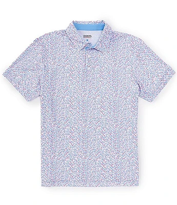 Quieti Small Floral Print Short Sleeve Polo Shirt