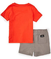 Quiksilver Baby Boys 12-24 Months Short-Sleeve Bird Graphic Jersey Tee & Solid Tech Shorts Set