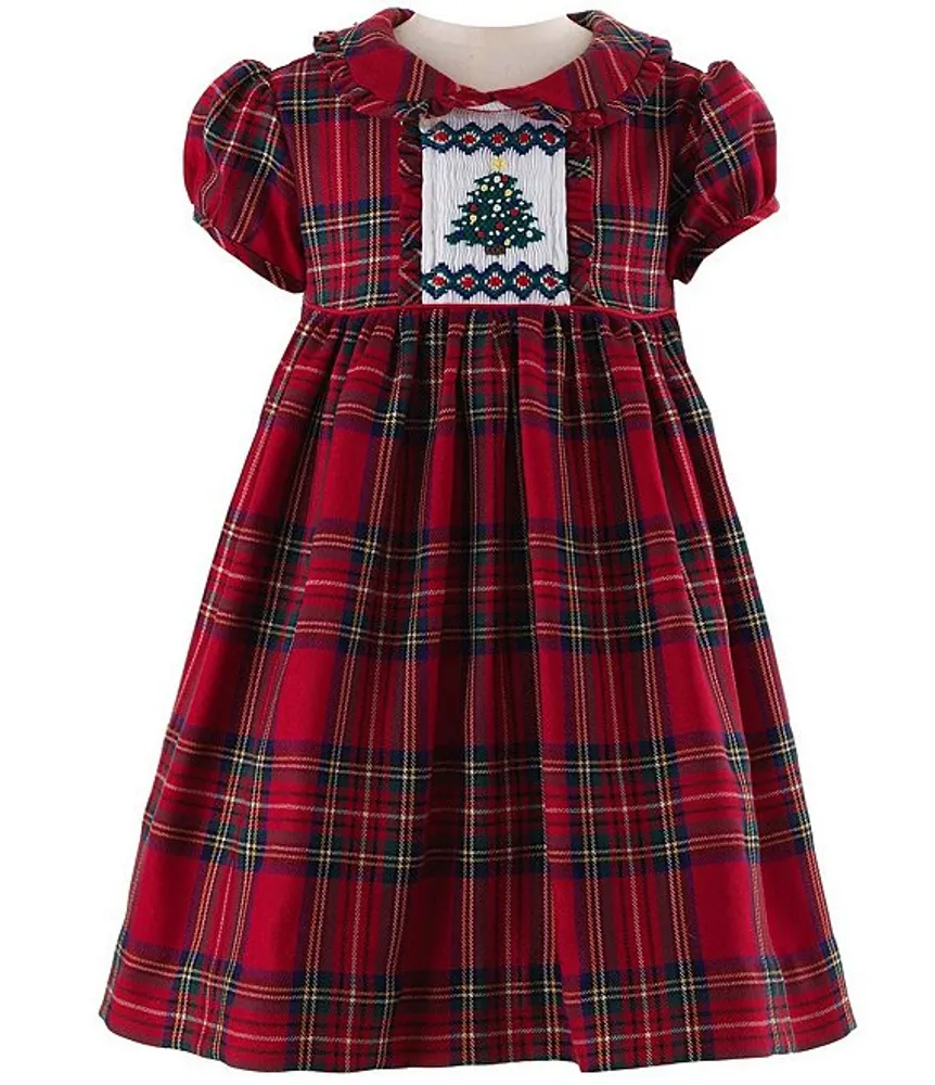 Rachel Riley Baby Girl 6-24 Month Round Neck Cap Sleeve Christmas Smocked Dress