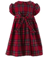 Rachel Riley Baby Girl 6-24 Month Round Neck Cap Sleeve Christmas Smocked Dress