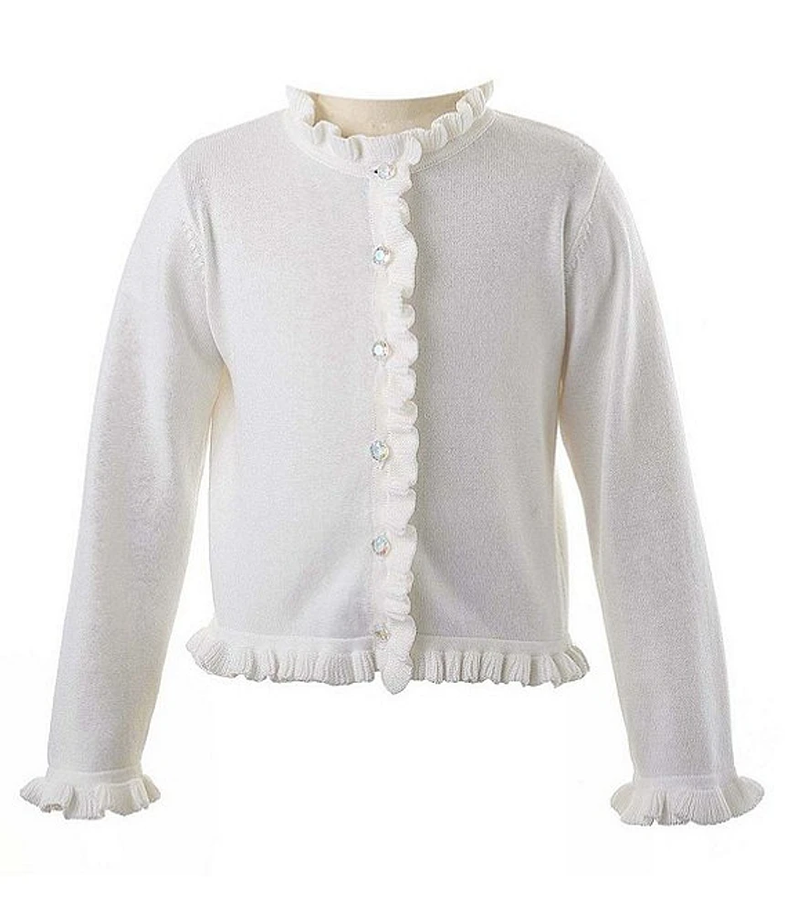 Rachel Riley Little/Big Girls 2-10 Round Neck Long Sleeve Frill Cardigan