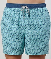 Rainforest Pool Of Fish Print 6#double; Inseam Swim Trunks