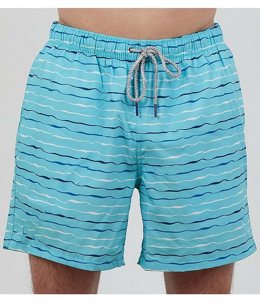 Rainforest Wavy Waters 6#double; Inseam Swim Trunks