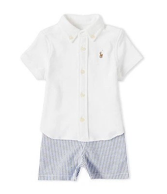 Ralph Lauren Baby Boys 3-24 Months Short-Sleeve Woven Shirt & Seersucker Shorts Set