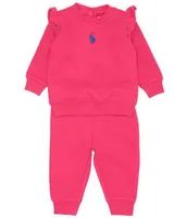 Ralph Lauren Baby Girls 3-24 Months Fleece Sweatshirt & Jogger Pant Set