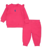 Ralph Lauren Baby Girls 3-24 Months Fleece Sweatshirt & Jogger Pant Set