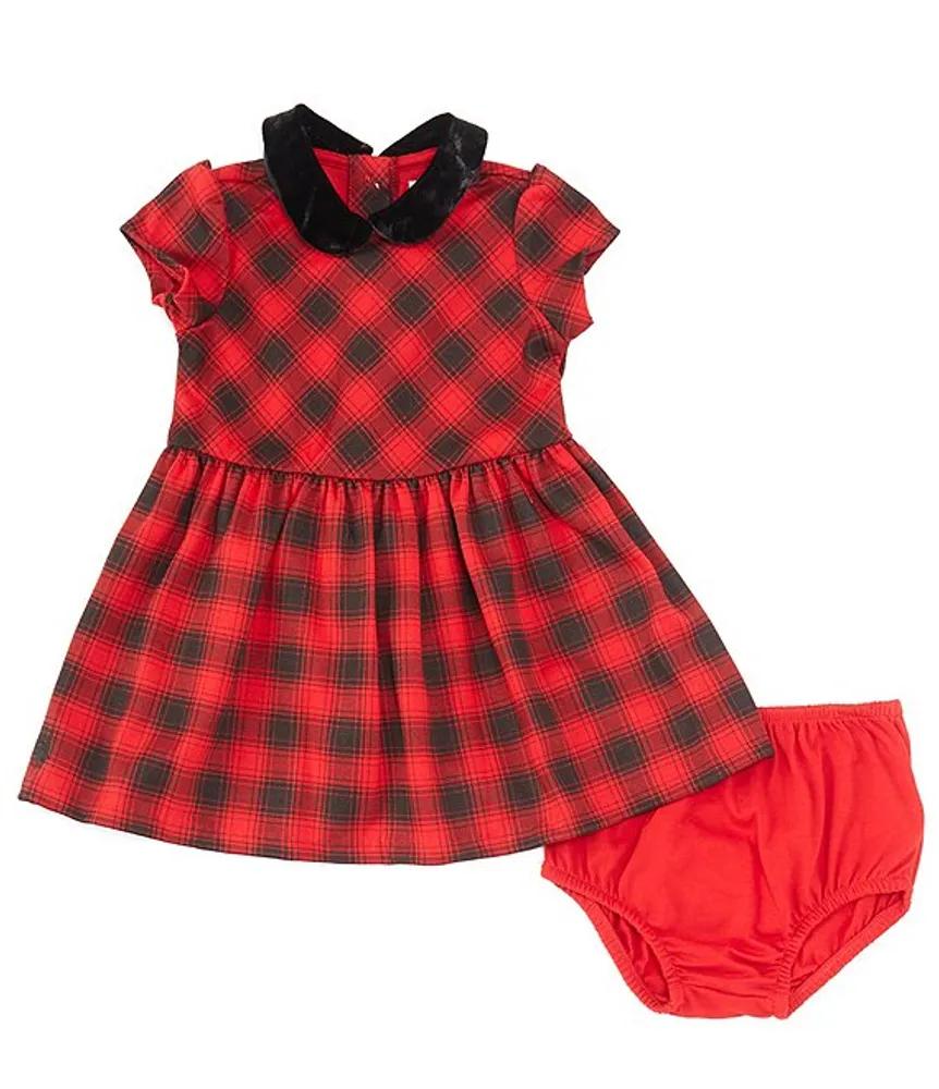 Ralph Lauren Baby Girls 3-24 Months Puffed Sleeve Checked Stretch Ponte  Dress