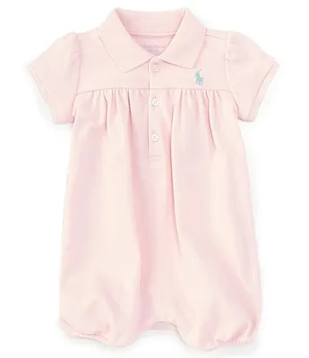 Ralph Lauren Baby Girls 3-24 Months Short Sleeve Interlock Romper