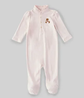 Ralph Lauren Baby Girls 3-9 Months Long-Sleeve Polo Bear Footed Coverall