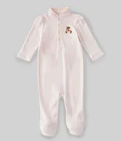 Ralph Lauren Baby Girls 3-9 Months Long-Sleeve Polo Bear Footed Coverall