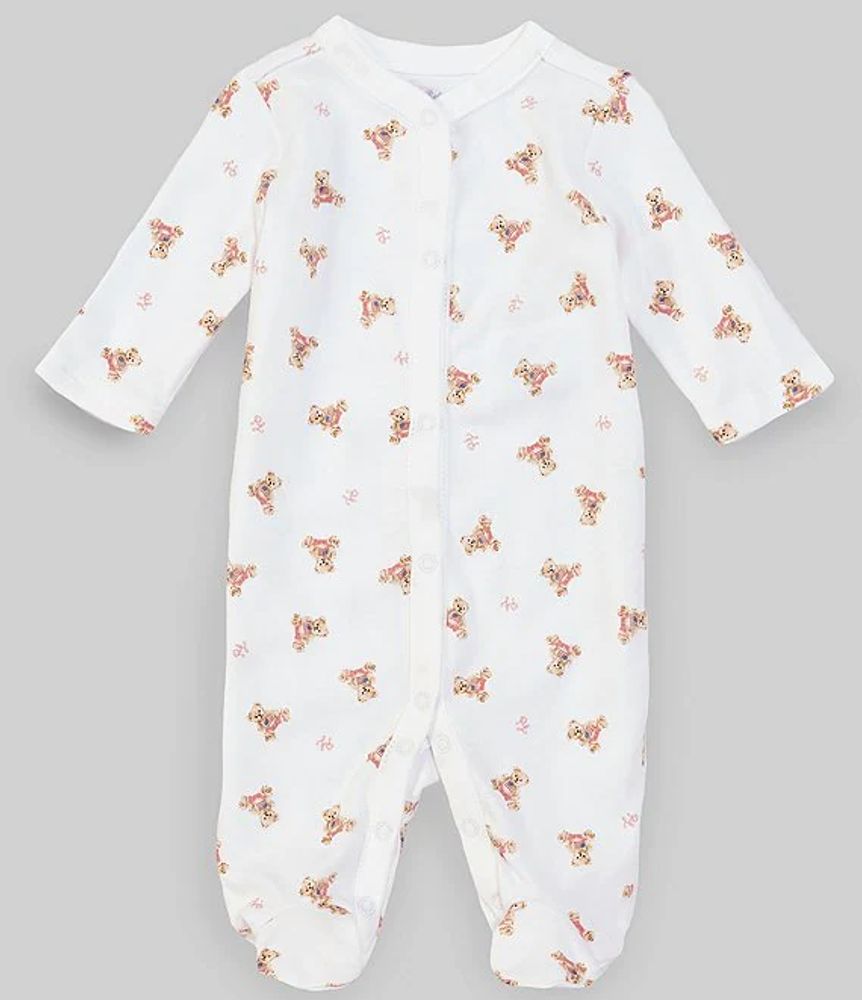 Ralph Lauren Baby Girls Newborn Long-Sleeve Polo Bear Footed Coverall | The at Willow Bend