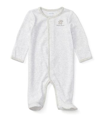 Ralph Lauren Baby Newborn-9 Months Long Sleeve Striped Footed Coverall