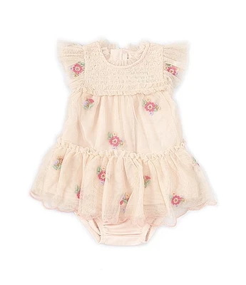 Rare Editions Baby Girls 3-24 Months Cap Sleeve Floral-Embroidered Chiffon Empire-Waist Dress