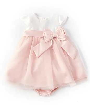 Rare Editions Baby Girls 3-24 Months Color Block Mikado-Bodice/Mesh-Skirted Fit-And-Flare Dress