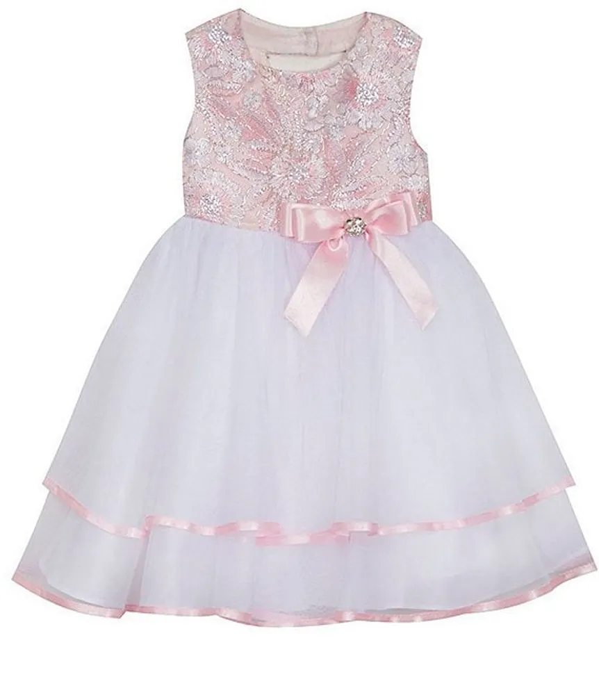 Rare Editions Baby Girls 3-24 Months Embroidered/Tiered Mesh Fit-And-Flare  Dress