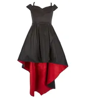 Rare Editions Big Girls 7-16 Sweetheart Neck Cold Shoulder Taffeta High Low Dress