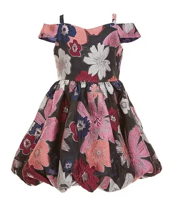 Rare Editions Big Girls 7-16 Cold-Shoulder Floral Burnout Fit-And-Flare Dress